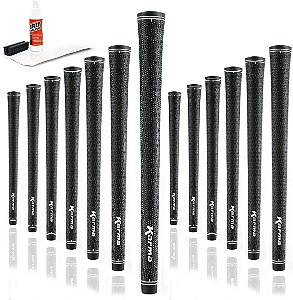 Punhos de Golfe em Veludo Karma Full Cord & Kit de Punhos, Preto Tamanho Padrão de Todas as Condições Climáticas, de Borracha Cordada Antiderrapante para Substituição de Taco de Golfe