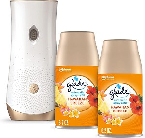Kit de Recarga e Suporte Glade Automatic Spray, Aromatizante de Ar para Casa e Banheiro, Brisa Havaiana, 6.2 Oz, 2 Unidades