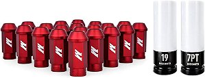 Porcas de segurança de alumínio da Mishimoto M12x1.5, conjunto de 20 peças, vermelho