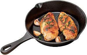 Frigideira de ferro fundido Met Lux de 7,75 polegadas, pré-temperada - Com alça, com bicos de despejo, frigideira de ferro fundido preta, para cozinha, para cozinhar dentro ou
