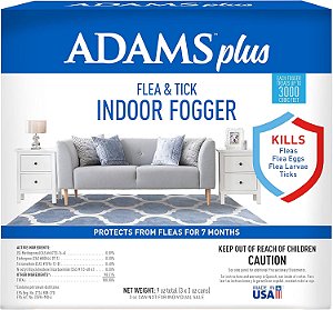 Adams Plus Fogger Antipulgas e Carrapatos para Ambientes Internos, 3 latas de 3 oz, Mata Pulgas, Ovos de Pulgas, Formigas, Moscas, Vespas, Baratas, Mosquitos e Muitas Out