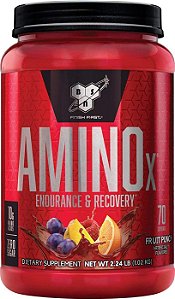 BSN Amino X Pó para Recuperação Muscular e Resistência com BCAAs, Suporte Intra Treino, 10 Gramas de Aminoácidos, Amigável para Keto, Sem Cafeína, Sabor: Ponche de Frutas, 70