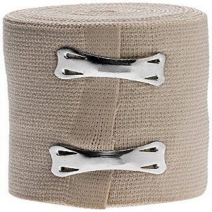 Atadura elástica Medline Sure-Wrap com presilhas, livre de látex, não estéril, 3 x 5 jardas, bege (pacote com 20)