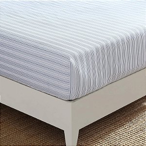 Nautica - Lençol com Elástico King, Roupa de Cama de Algodão Percale, Fresco e Confortável, Decoração Casual para Casa (Listras Beaux Azuis, King)