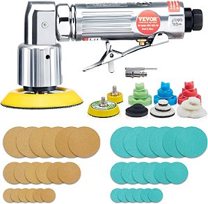 Lixadeira Pneumática Mini VEVOR, 1/2/3 Lixadeira Orbital Aleatória de Ar, Lixadeira Pneumática de Alta Velocidade de 15000r/min para Polimento de Carroceria,