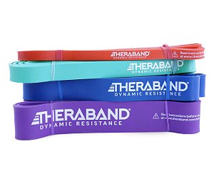 Faixas de Resistência THERABAND de Alta Resistência, Conjunto de 4 Faixas Elásticas Super para Melhorar a Flexibilidade, Reabilitação de Lesões e Treinos de Corpo Inteiro, Faixas de Alongamento de Alta Resist