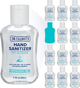 Gel Antisséptico Refrescante Dr. Talbot com Tampa Flip, Sem Fragrância, Tamanho de Viagem 1.7 Fl Oz (Pacote com 12)