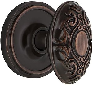 Nostalgic Warehouse Classic Rosette com Maçaneta Victoriana para Portas, Privacidade - 2.75, Bronze Atemporal