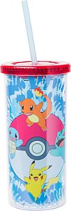 Caneca alta de plástico com tampa e canudo do Silver Buffalo Pokémon com estampas tie dye, 20 onças