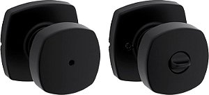 Maçaneta Interior Kwikset Arroyo com Fechadura de Privacidade, Maçaneta para Porta de Banheiro e Quarto, Preto Fosco, Fechadura Giratória sem Chave, com Proteção Microban
