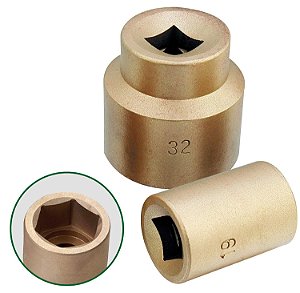 CS Unitec | Soquete de 6 pontas à prova de faíscas | Encaixe de 1/2 polegada | Soquete de 1-5/16 polegadas | Certificado TUV | Bronze de alumínio | Não magnético |