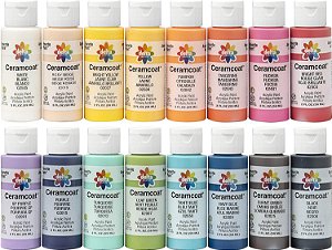 Conjunto de Tinta Acrílica Ceramcoat Delta Creative PROMOADA3 com 16 cores, 2 oz (Pacote com 16) - As cores podem variar