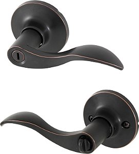 Maçaneta de porta Honeywell 8106402 com privacidade Wave, bronze esfumaçado com óleo