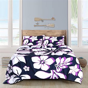 Conjunto de lençóis completos VISI-ONE Extremely Stoked Full Floral, 100% algodão, com bolso de 15 de profundidade, resistente a desbotamento, manchas e rugas (Sol Roxo)