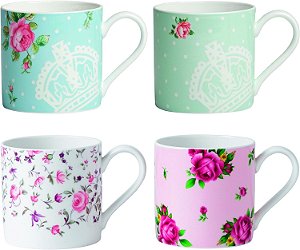 Conjunto de 4 Canecas para Chá da Nova Coleção de Rosas do Campo da Royal Albert