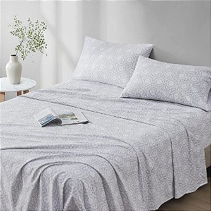 Conjunto de Lençóis 100% Algodão Comfort Spaces Respiráveis, Leves, Macios com Bolso Elástico de 12 Ajusta Colchões de até 14, Roupas de Cama Aconchegantes para Todas as