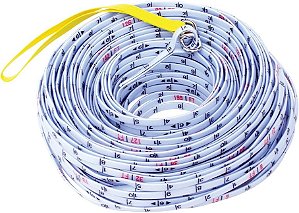 Corda de topografia Keson SR10200 (Graduações: décimos), 200 pés, branca