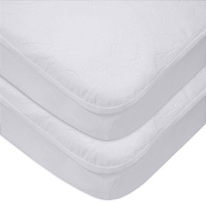 Protetor de Colchão Impermeável e Acolchoado para Berço e Cama de Criança, 2 peças, Branco (Little Lamb), 52x28x9 - American Baby Company
