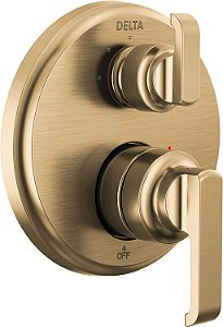 Kit de acabamento para válvula desviadora integrada de 3 configurações Delta Faucet Tetra 14 Series, cor ouro, Kit de acabamento para válvula desviadora, Kit de acabamento para chuveiro, Lumicoat Champagne Bronze T248