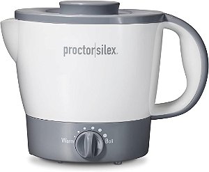 Chaleira elétrica Proctor Silex de 32oz com temperatura ajustável para chá, água fervente, macarrão e sopa, branca.