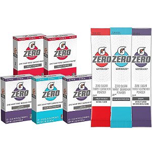 Gatorade G Zero Pó, Pacote com Variedade de Sabores Fruit Punch, Pacotes Individuais de 0,10oz - 10 unidades (Pacote com 5)