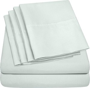 Lençóis de cama tamanho solteiro - Conjunto de lençóis de solteiro de bolso profundo da coleção Supreme 1500 em microfibra escovada fina - 4 peças - 1 caso de travesseiro extra,
