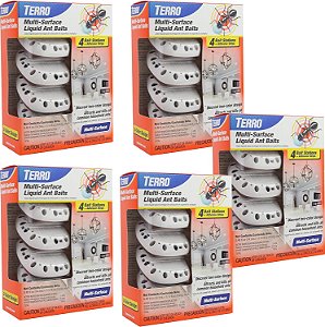 Estações de isca líquida discreta Terro T334 4 5 Pack Multi-Surface Ant 20, branco
