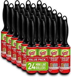 Rolo removedor de fiapos Scotch-Brite Mini, 24 rolos, 30 folhas por rolo, 720 folhas no total, branco