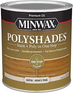 Minwax PolyShades Corante para Madeira + Acabamento de Poliuretano - Um Quarto, Pinho Mel, Satin