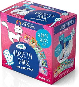 Weruva Gatos na Cozinha Deslize N' Sirva O Pacote de Comida para Gatos Variados The Brat Pack 3 Onças (Pacote com 12)