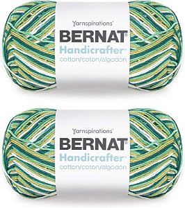 Fio de Algodão Bernat Handicrafter Cotton Big Ball June Bug - Pacote com 2 de 340g/12oz - Algodão - 4 Médio (Piorado) - 608 Yards - Tricô, Crochê e Artes
