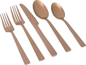 Conjunto de Talheres Gibson Elite Earlston 20 peças, serviço para 4 pessoas - Ouro Rosa Fosco