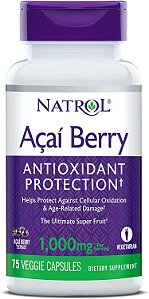 Açaí Natrol, Suplemento Dietético, Proteção e Defesa Antioxidante, A Super Fruta Definitiva, Cápsulas Vegetais de 1000 mg, 75 unidades (Pacote com 12)