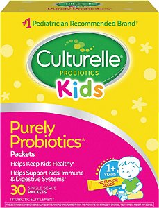 Suplemento diário probiótico Culturelle Kids - Ajuda a apoiar um sistema imunológico e digestivo saudável* - Marca Recomendada #1 por Pediatras - Para crianças a partir dos 3 anos - 30 pacotes