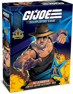Estúdios de Jogos Renegade G.I. Joe Jogo de Interpretação de Papéis: Pacote de Acessórios de Edição Limitada SGT Slaughter - Conjunto com Miniatura, Livros de Fontes, Fichas e Mais