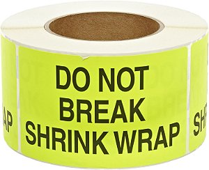 Aviditi Tape Logic 3 x 5, Não Quebrar Filme Plástico Adesivo de Aviso Amarelo Fluorescente, Para Envio, Manuseio, Embalagem e Mudança (1 Rolo com 500 Etiquetas)
