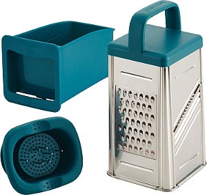 Ralador de caixa de aço inoxidável para legumes, chocolate, queijos duros e mais, azul turquesa por Rachael Ray Ferramentas e Acessórios