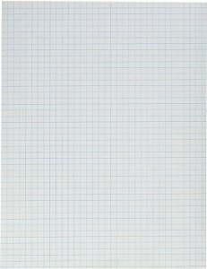 Bloco de papel quadriculado School Smart com parte de trás de chipboard, 8-1/2 x 11 polegadas, regra de 1/4 polegada, branco, pacote com 12.