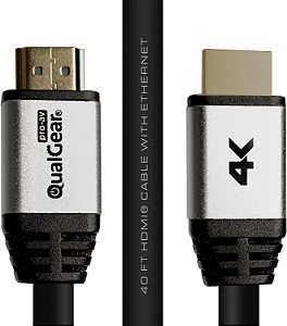 Cabo HDMI 2.0 QualGear 40' Cabo HDMI 2.0 de alta velocidade com Ethernet 40' - Preto (QG-CBL-HD20-40FT)