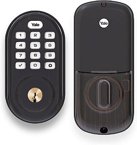 Trava Yale Assure Lock de Botão de Pressão com Fechadura Interna (Edição Amazon Key - Requer Amazon Cloud Cam), Compatível com Alexa na Cor Bronze Envelhecido (YRD216)