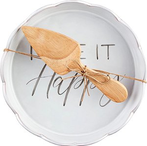 Prato de Torta Faça-se Feliz Mud Pie, Branco, 9 de diâmetro.