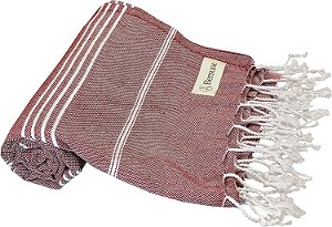 Toalha Turca Anatolia 100% Algodão Bersuse - 37x70 polegadas, Borgonha