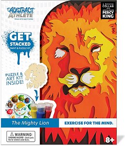 Comece de novo O Atleta Abstrato Obtenha Empilhado Kit de Arte de Pintura e Quebra-Cabeça - Leão Poderoso, Médio
