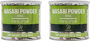 Pó de Wasabi Premium Soeos 2 Pacotes de 8oz, Total de 16 oz, com Wasabi Real, Pó de Qualidade AAA, Pó de Sushi, Raiz para Sushi, A granel fresco.