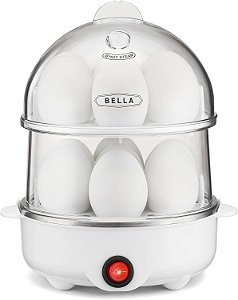 Cozedor e Poacher Elétrico Rápido de Ovos BELLA com Desligamento Automático para Omelete, Ovos Cozidos Macios, Médios e Duros - Bandeja com Capacidade para 14 Ovos, Empilhamento