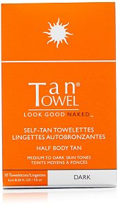 TanTowel Meia-Body Bronzeado Toalhas Umedecidas - 10 Pacotes, Escuro, 10 Unidades (Pacote de 1)