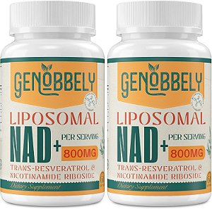 Suplemento de NAD+ Liposomal de 800 mg com Nicotinamida Riboside 200 mg, Trans-Resveratrol 100 mg - Verdadeiro Suplemento de NAD para Reparo de DNA, Envelhecimento Saudável, Função