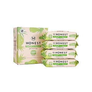 Lenços The Honest Company Hydrate + Cleanse | Lenços Multiuso de Limpeza | 99% Água, à Base de Plantas, Hipoalergênico | Aloe + Pepino, 240 Unidades