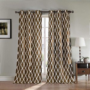 Cortina de janela isolante geométrica de alta intensidade Kittattinny Blackout365 Blackout, conjunto de 2 painéis, 38 x 84 polegadas, marrom, 2 peças