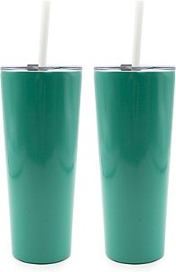 Conjunto de 2 Copos com Canudo Isolado de 710ml Cambridge Silversmiths Teal